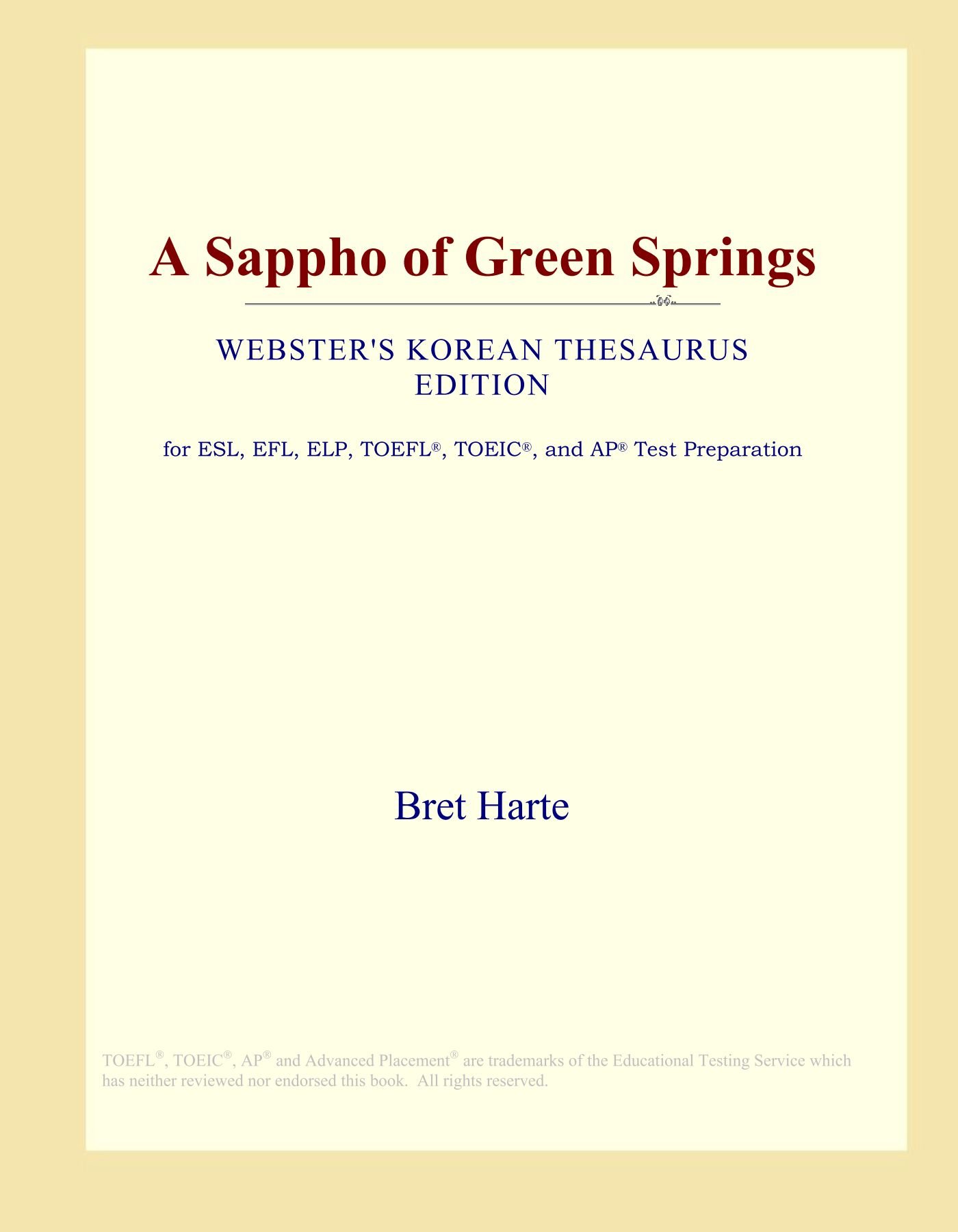 A Sappho of Green Springs (Webster's Korean Thesaurus Edition)