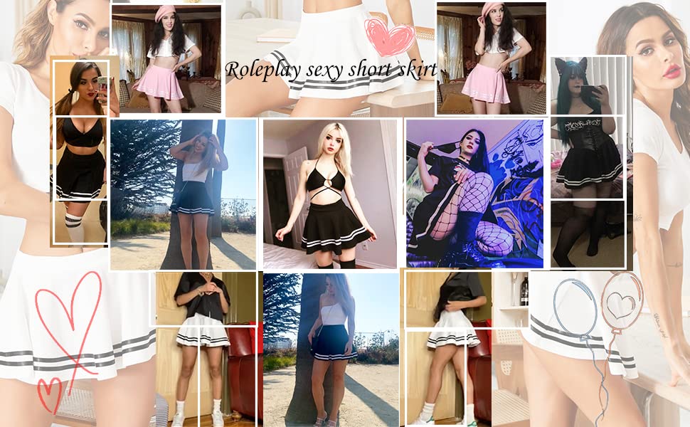 Image of Women's Babydoll Flirty Layered Ruffle Pleated Sexy Naughty Lingerie Mini Skirts for Special Romentic Moments