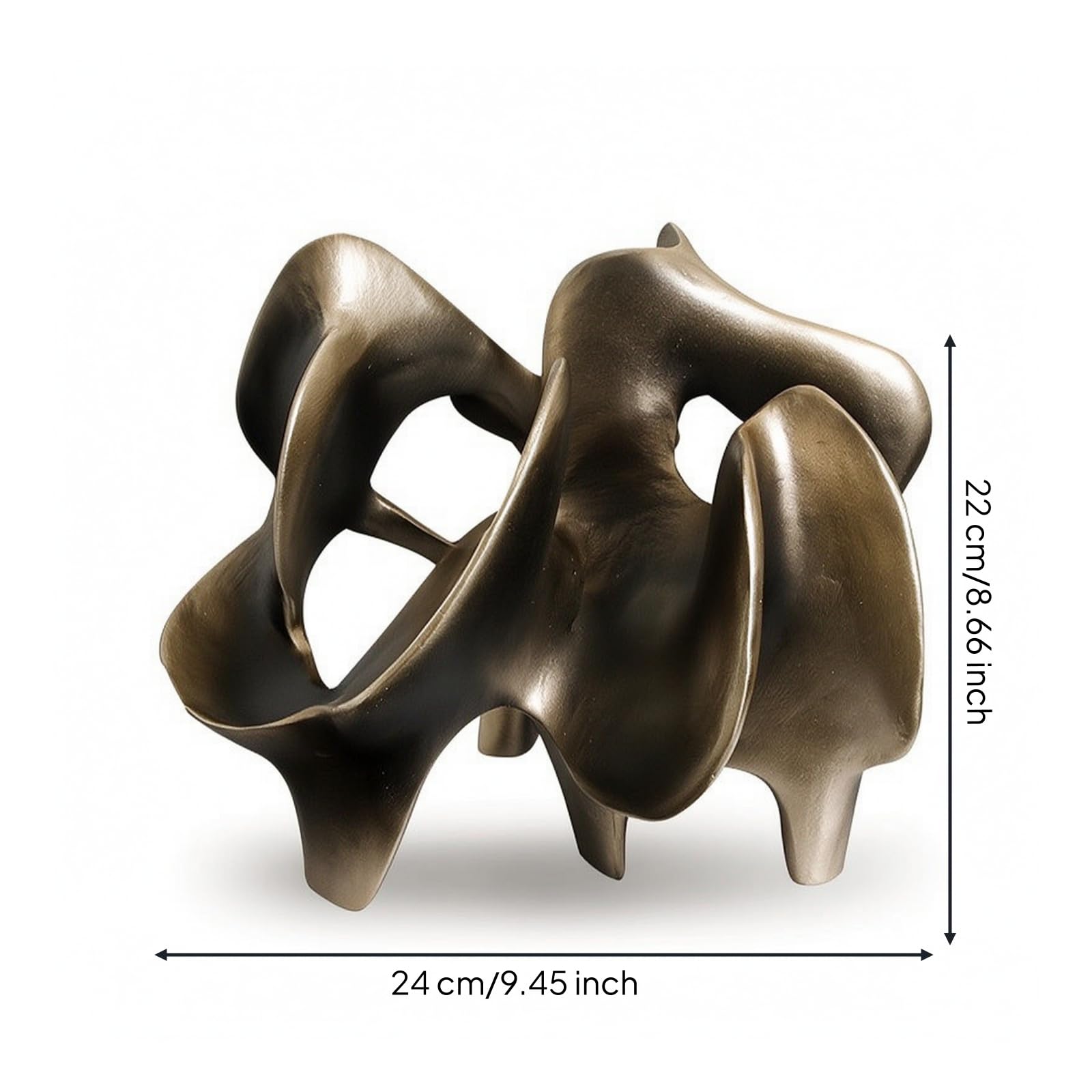 rockible Figura Geométrica Hueca Minimalista Escultura No Representacional Resina Artístico Estatua para Entusiastas del Diseño, Bronce