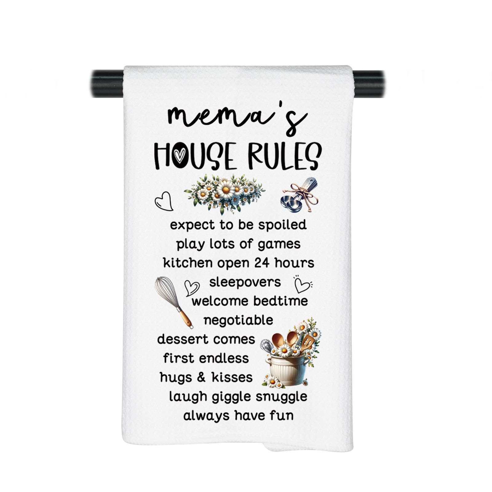 Toalla de cocina Mema's House Rules, paño decorativo y regalo para abuela Mema