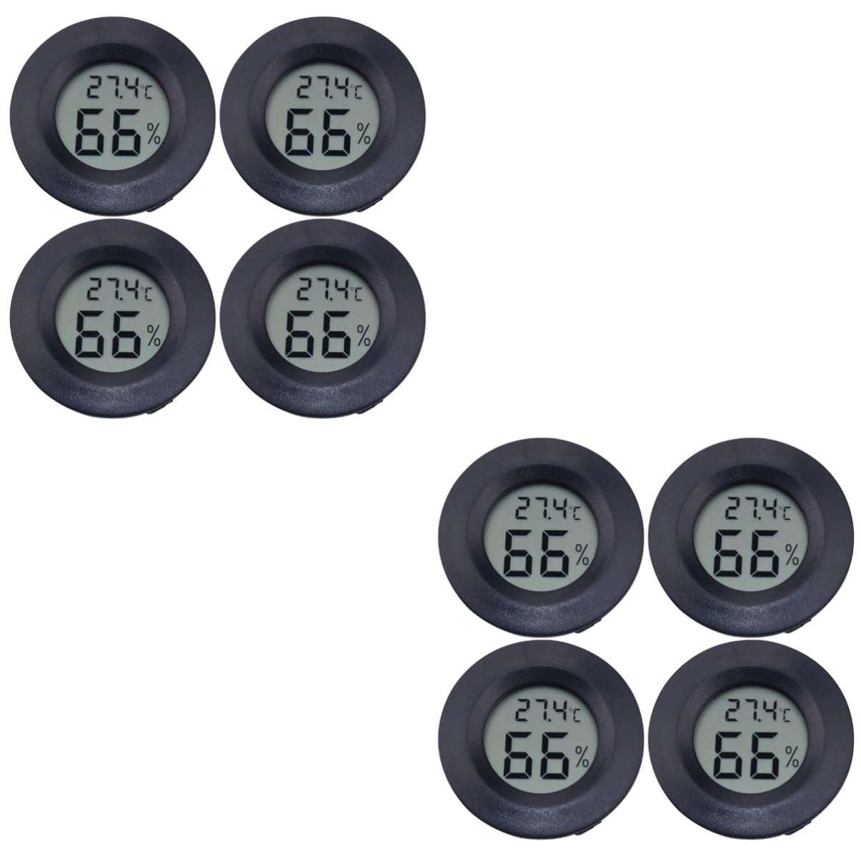 Happyyami 8piezas Higrómetro Digital De Temperatura Para Reptiles Electrónico Compacto y Ligero Medidor De Humedad Para Tiendas De Mascotas y Uso Casa Negro