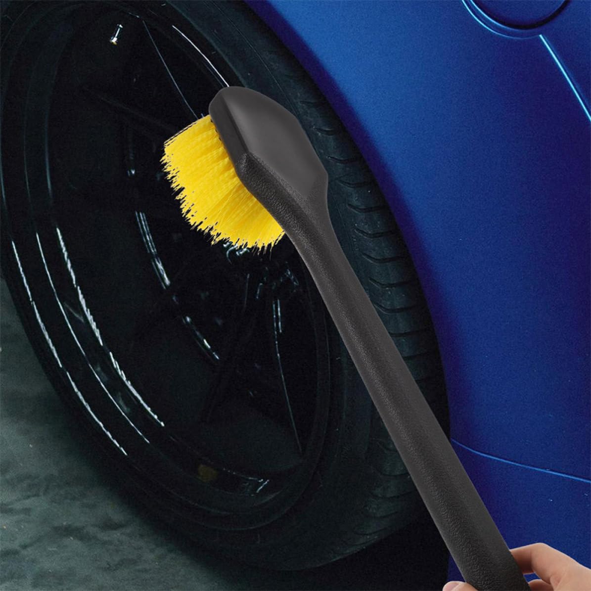 SHINEOFI Spazzola per Pulizia Cerchi e Pneumatici 2 Pezzi Plastico | Impugnatura Lunga, per Lavaggio Auto e Pulizia Gomme, Accessorio per Detailing Uso Versatile