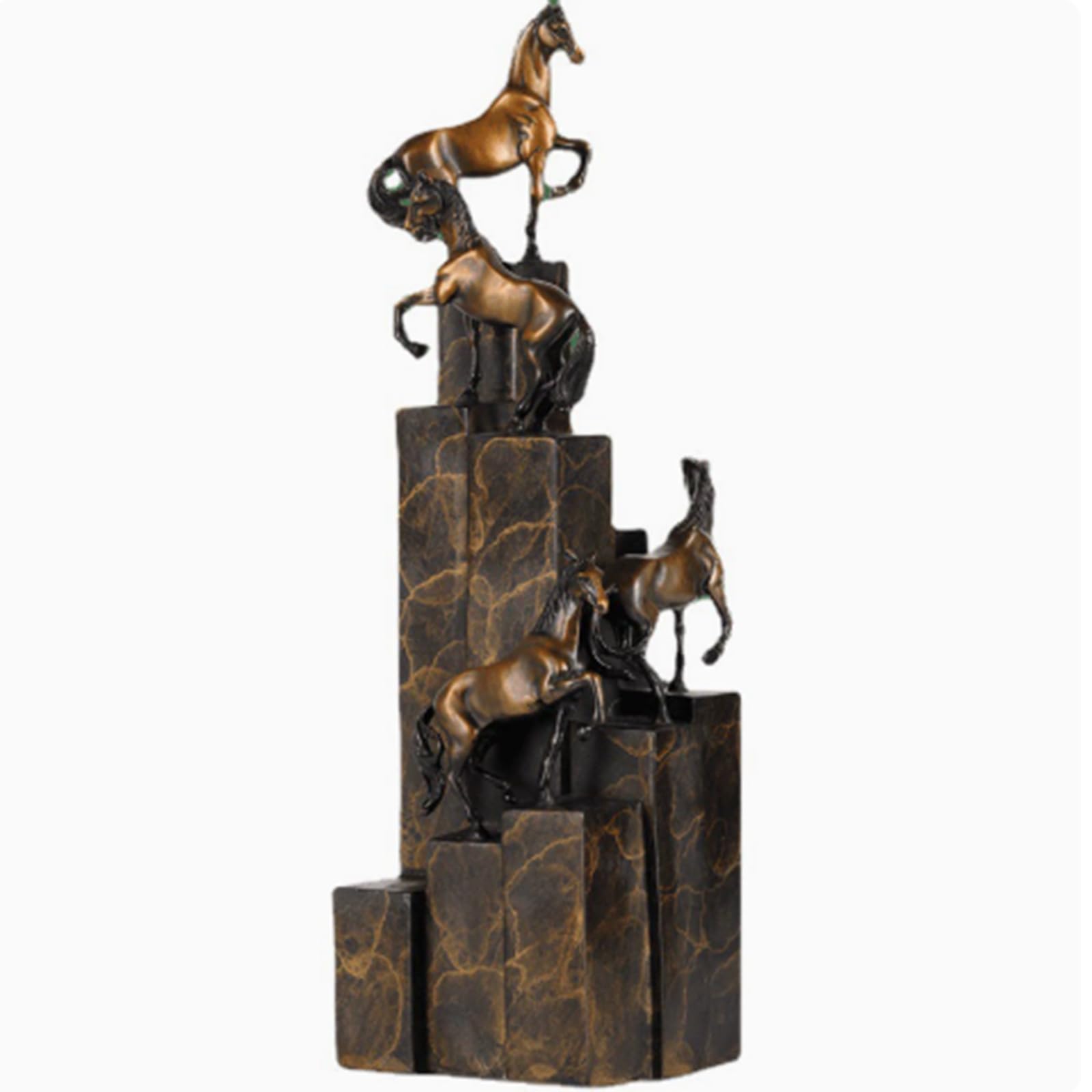 Hhhxkkuu Brass Horse Sculpture Step by Step Rising Office Desk Ornament