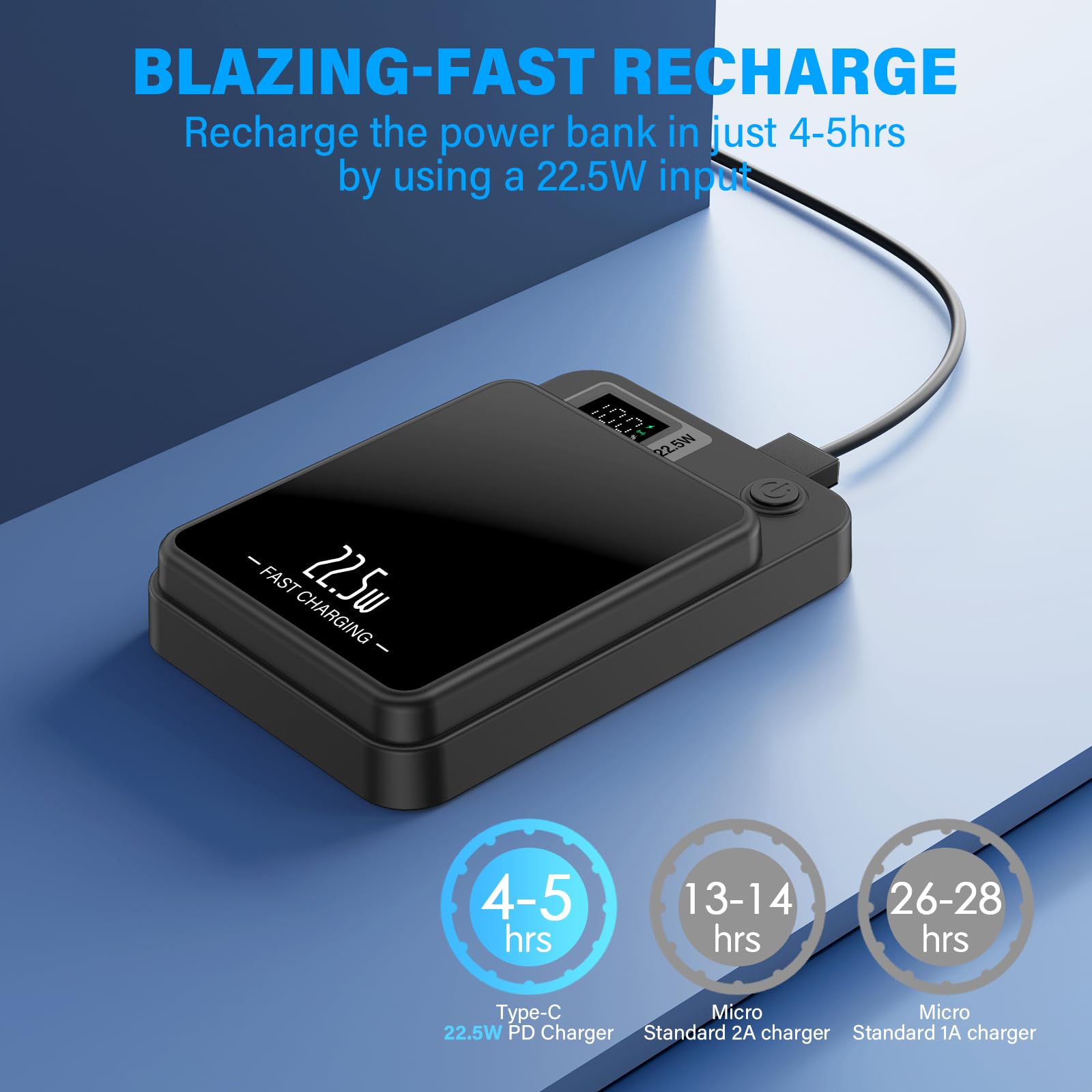 Magnetic Wireless Power Bank 26800mAh PD 22 5W Type C Fast Charging