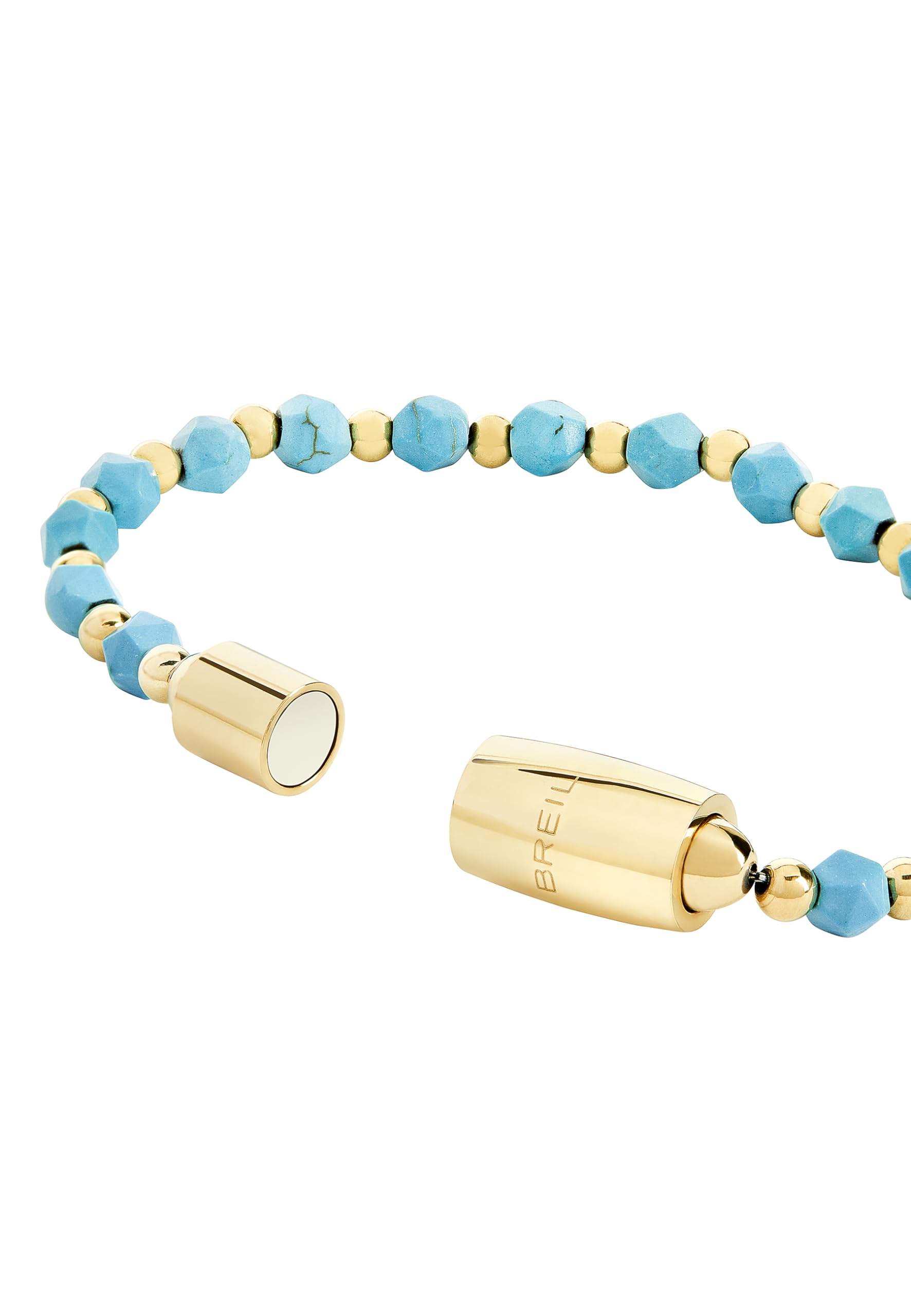 Breil, Collezione Magnetica System, Bracciale Donna Small Sea & Sky in Acciaio Lucido e Sfere in Pasta di Turchese, Pratica Chiusura con Magnete, Misura 19 Cm, Idea Regalo Donna