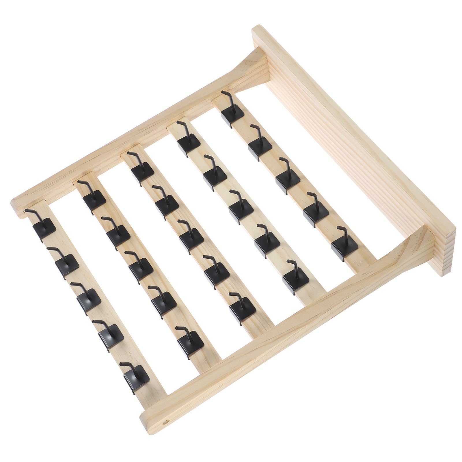 Housoutil Expositor Organizador Elegante 5 y de de Madera Pendientes 25 Ganchos Ajustables Amplio Espacio para Joyas Adecuado para Escritorio y