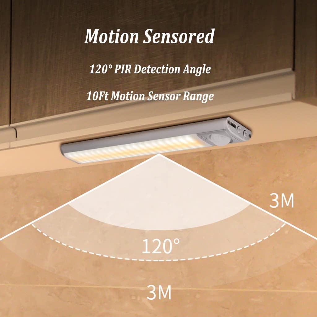 Debajo de la Iluminación del Gabinete, Luces del Sensor de Movimiento, USB Recargable Luz de Armario, Luz de Gabinete Inalámbrica Magnética, para Escaleras, Cocina, 3 Paquetes ( Color : 30cm/11.8in )