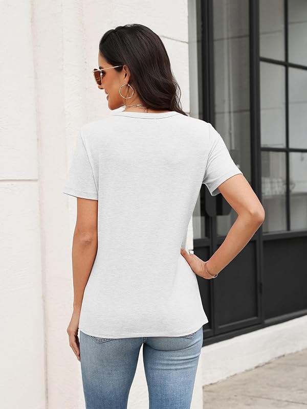 TICTICMIMI Women's Square Neck Short Sleeve Tops Casual Loose Fit T Shirts by TICTICMIMI - Used condition - Image 6