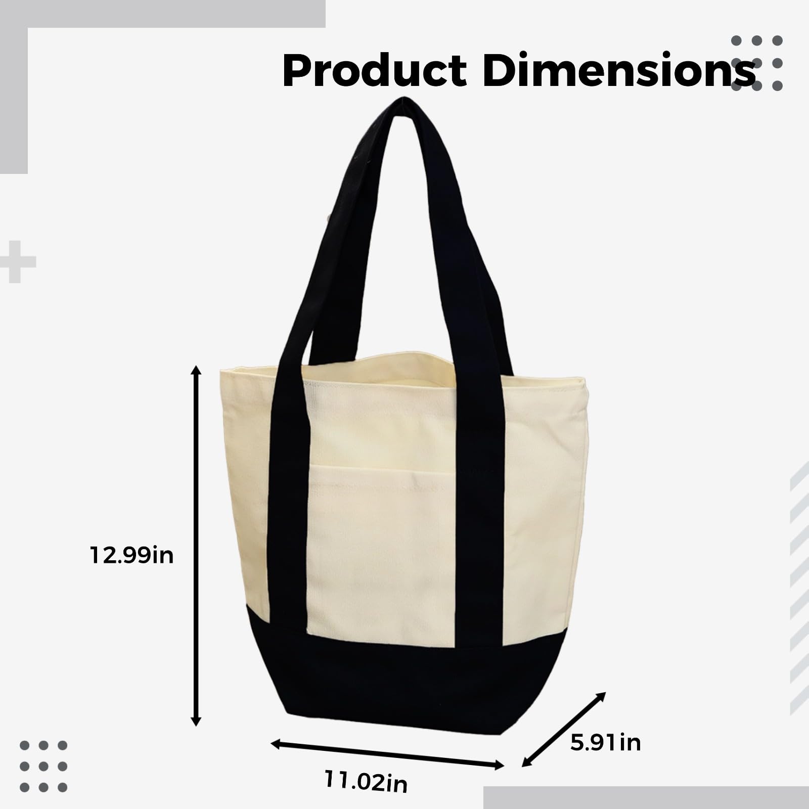 Bolsas de lona de 4 piezas, multicolor, bolsa de compras resistente con costuras reforzadas, plegable y portátil, 12.9 x 11 x 5.9 pulgadas, para bricolaje, comestibles, viajes