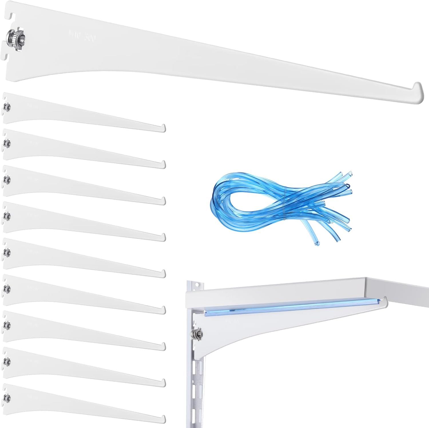 Gisafai 10 Pack Shelf Bracket Adjustable Shelving Brackets Single Track Twin Track System Metal Stand for Shelving Shelf Standard Stand for Stores Closet Kitchen(White,16 Inch)