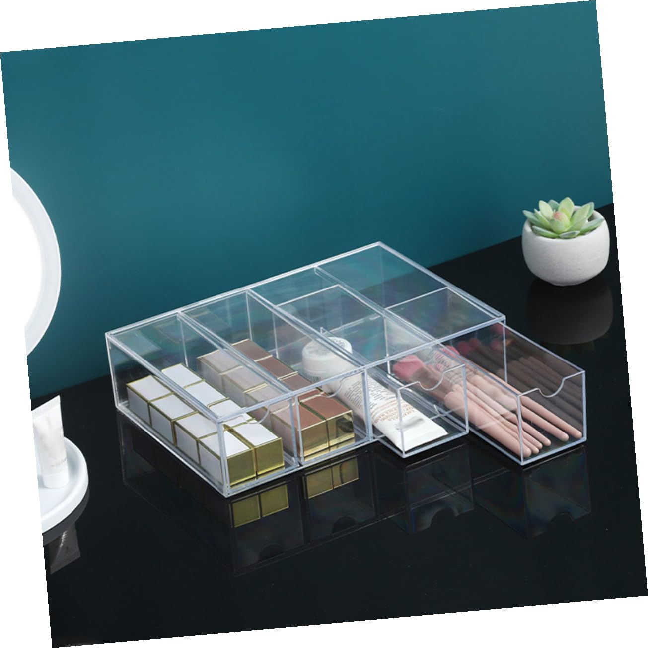 Caja Organizadora sin Rebabas 2 Piezas para Gafas de Sol de Plástico Resistente Diseño Apilable Adecuado para Uso Personal en Casa