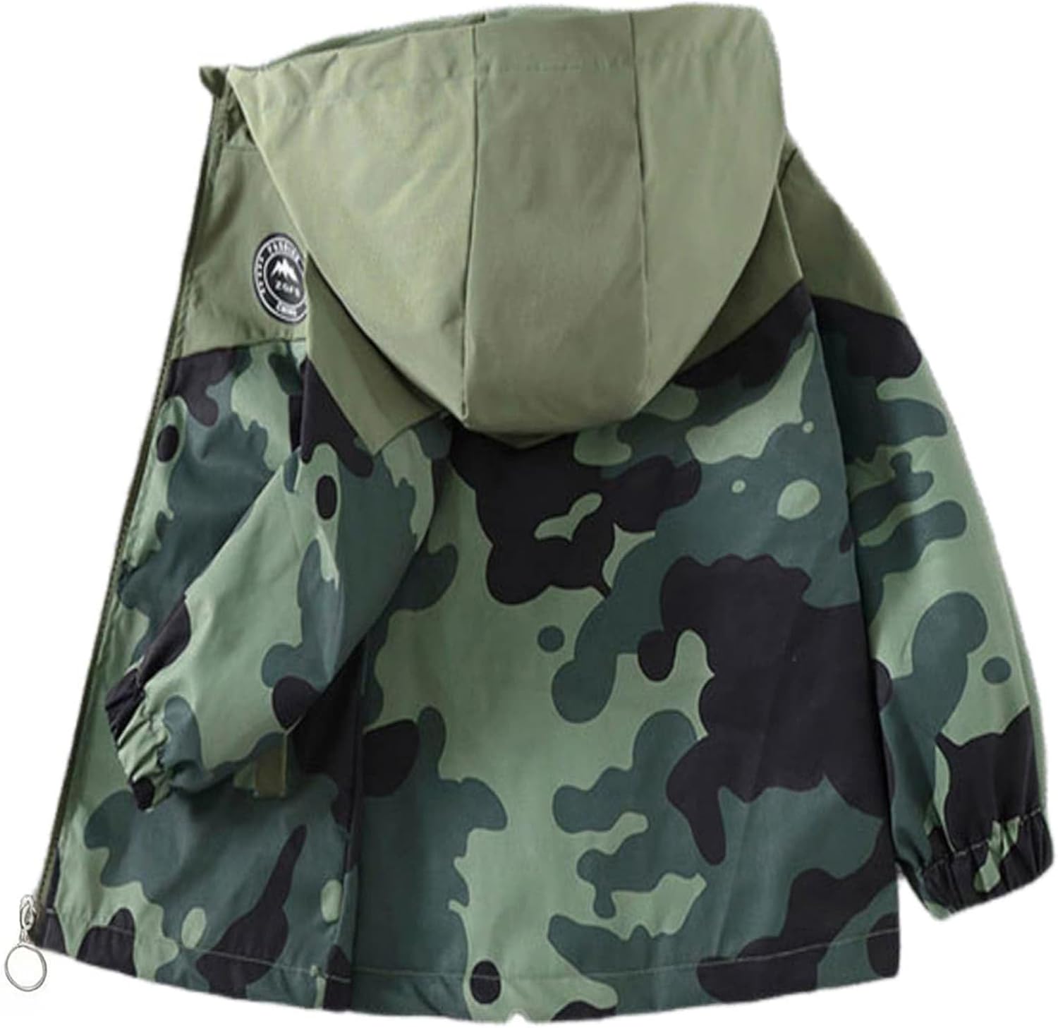 PINU Boys Camo Hooded Jacket, Outdoor Casual Spring Fall Windbreaker | Lightweight Zip Up Camouflage Patchwork Coat, Durable Stylish Windproof Outerwear for Toddler Little Boys to Big Kids