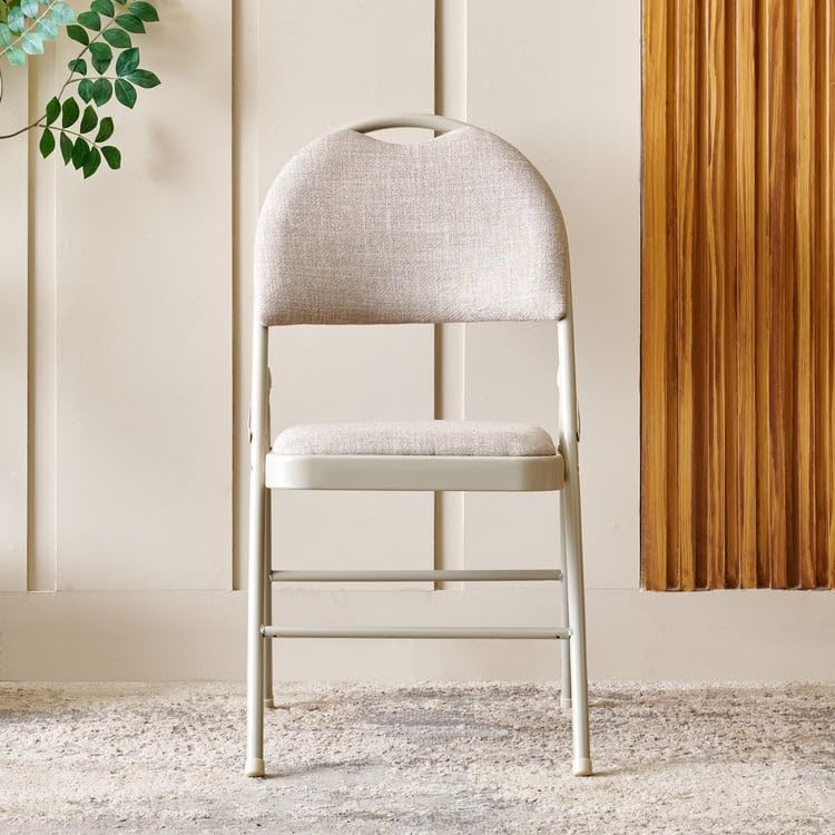 Image of Home Centre | Russel Fabric Folding Chair | Metal Frame, for Home | Beige | 6 Months Warranty