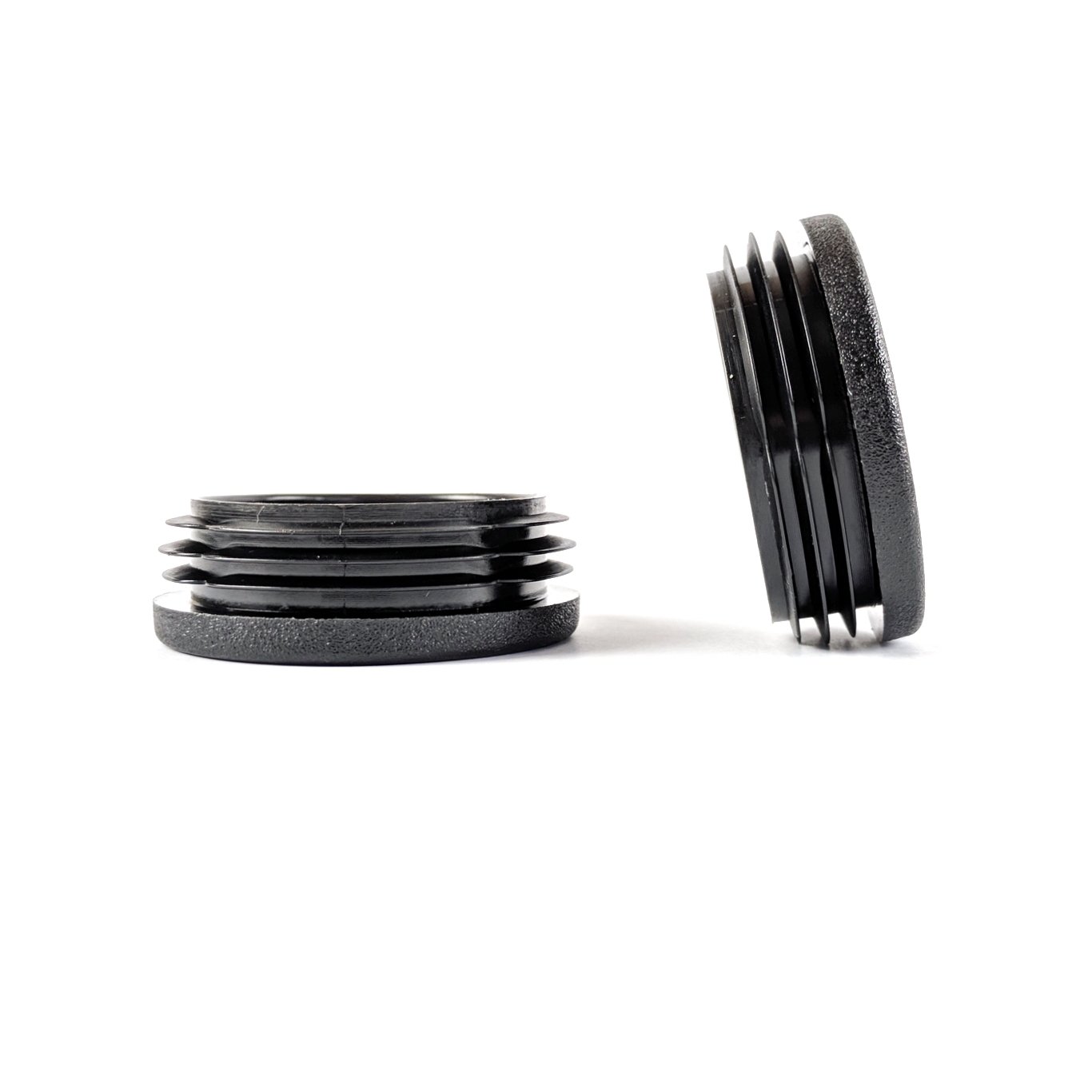 Keay Vital Parts Black Round Ribbed Plastic Insert Plugs End Caps (50Mm-See Second Image For Dimensions, Pack Of 48) Made In Germany.