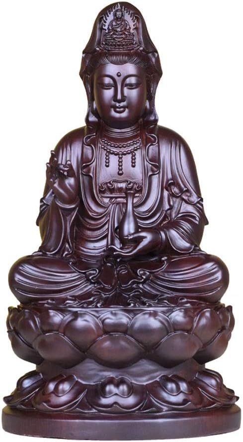 XIAOLI Buddha statue Portable Ebony Wood Carving Buddha Sitting Lotus Bodhisattva Statue Ornaments Home Office Desk Decoration Craft Gift Figurine decoration (Size : Height 40 cm)