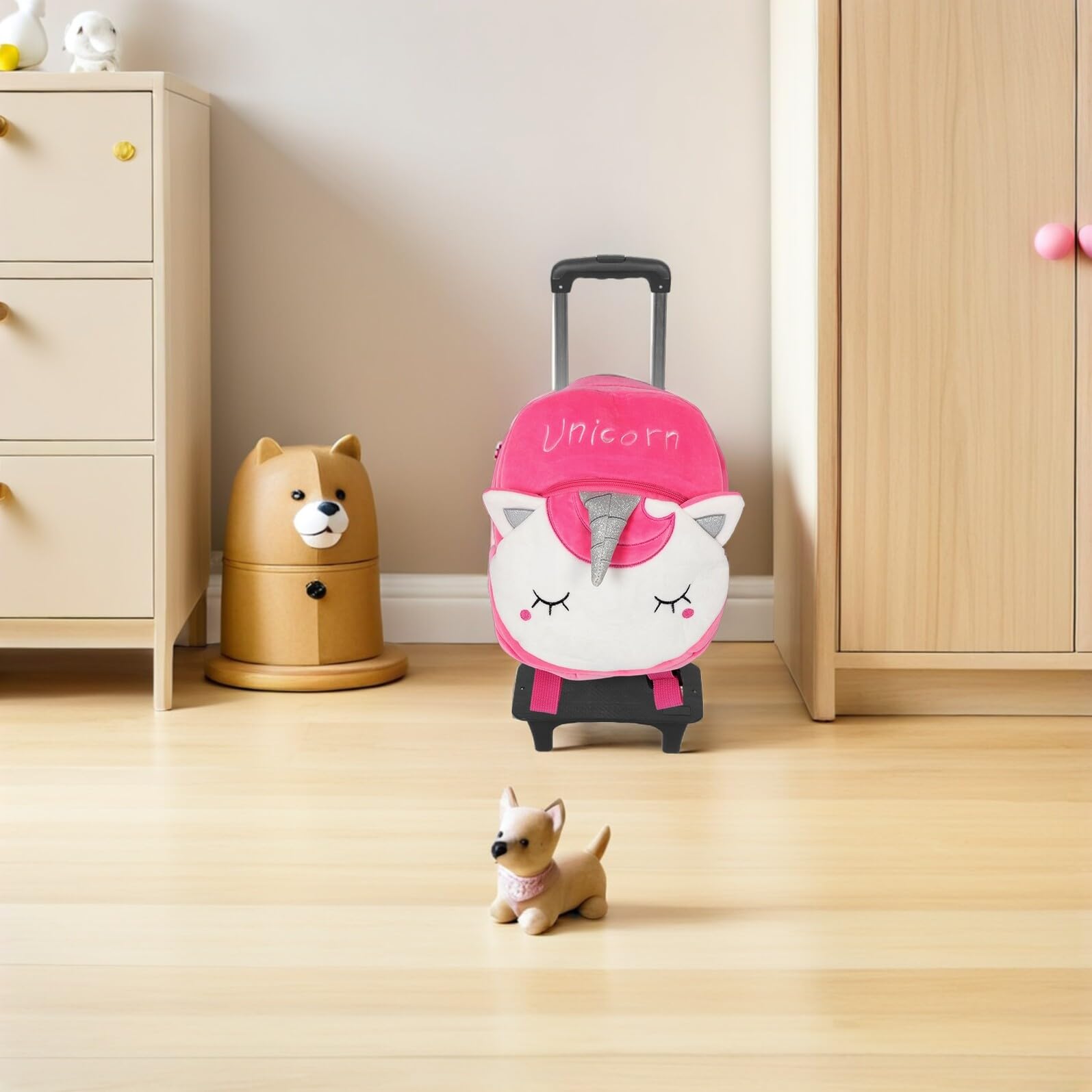 Healeved Chariot à Dos Télescopique Pliable pour Garçon Fille Accessoire pour Sac à Dos Scolaire à roulettes Trolley Léger avec Poignée Réglable Support Pratique pour Voyage et École