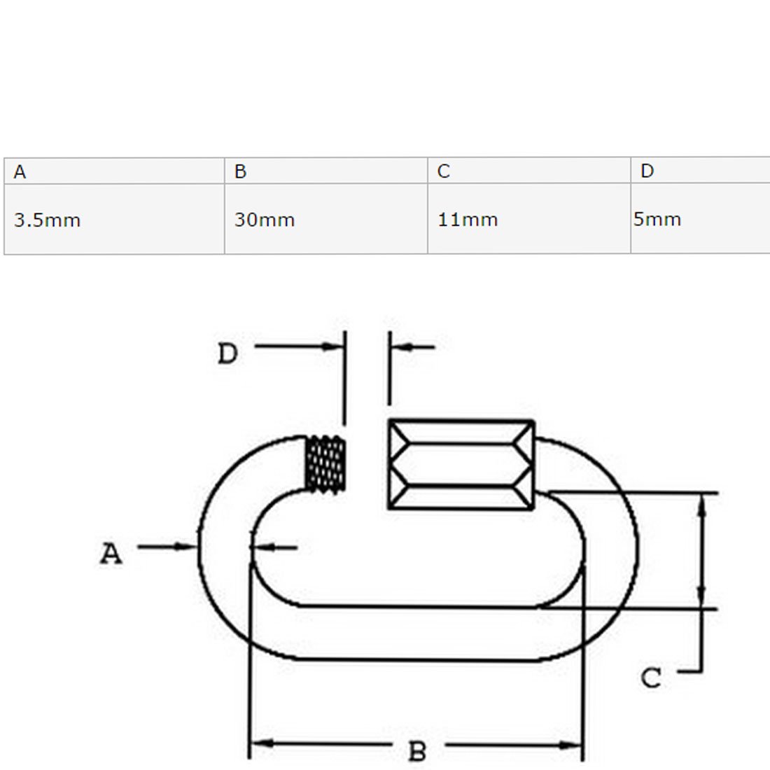Aexit 3.5mm Thickness 304 Stainless Steel Quick Oval Link Lock Carabiner 10 Pcs (a5631188e7aa941f52d376401ff33049)