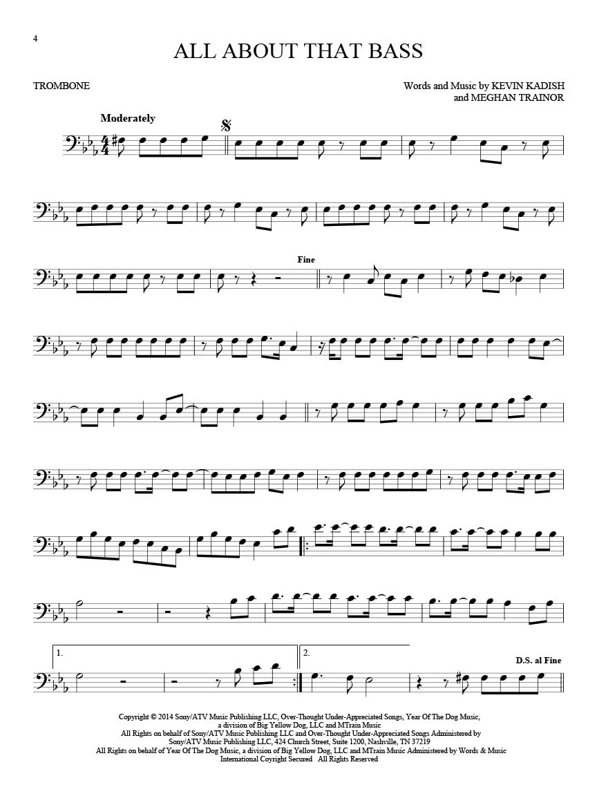 101 Hit Songs For Trombone | Posaune Noten Songbook für 101 Pop & Rock Hits | bekannte Songs Sammlung für Mittelstufe Instrumentalunterricht Übung Performance und Repertoire