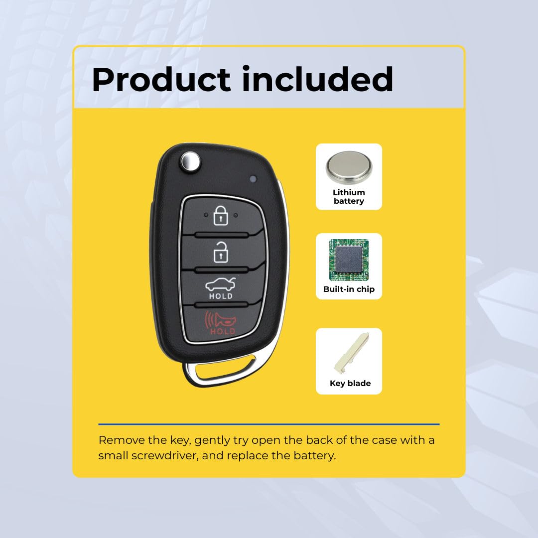 Telecomando di ricambio per telecomando senza chiave, per Hyundai Tucson Fcc TQ8-RKE-4F25 2016-2019, codice articolo 95430-D3010, confezione da 2