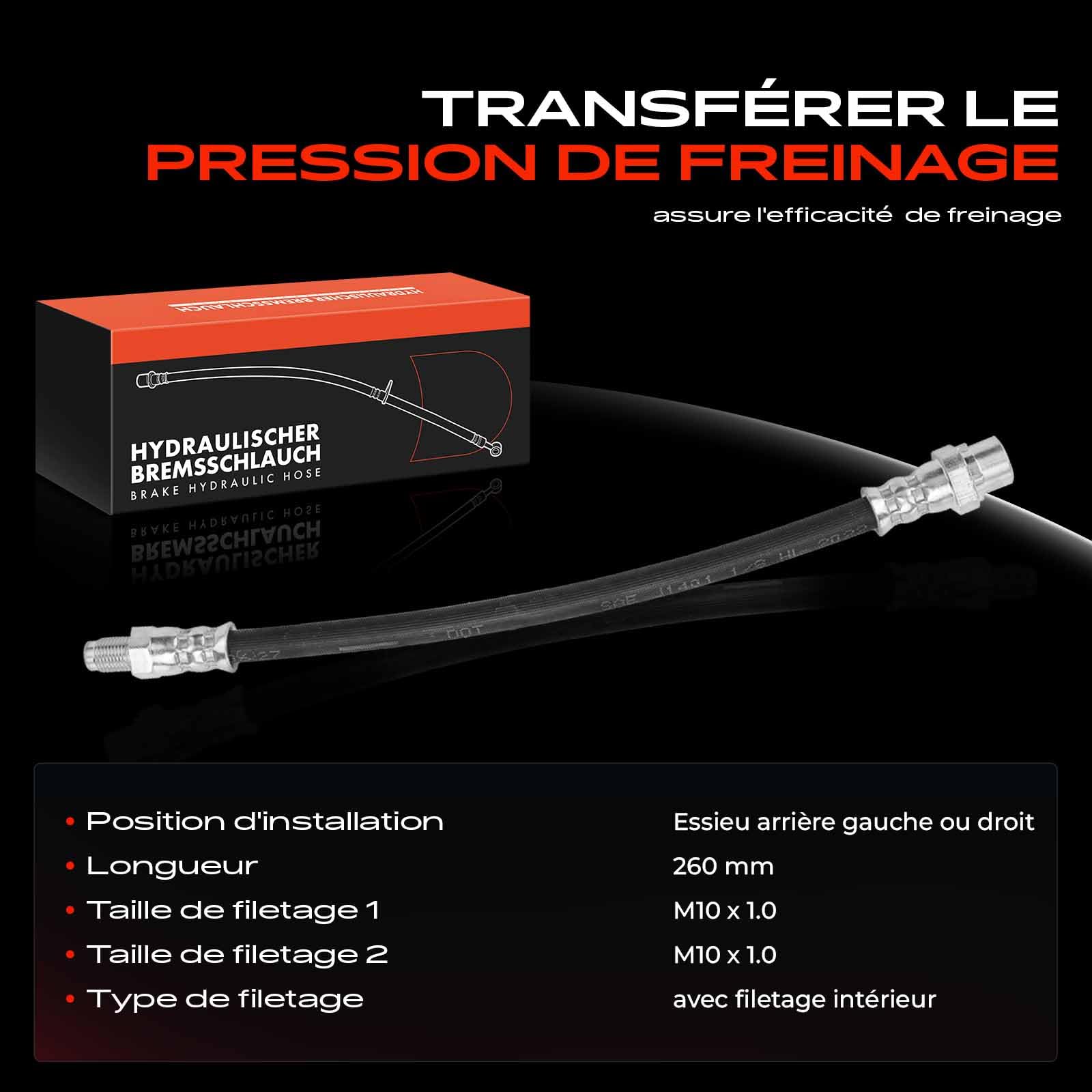 Frankberg Flexible de frein, flexibles de frein, arrière gauche droit | Compatible avec: ,,,,,,,,1er