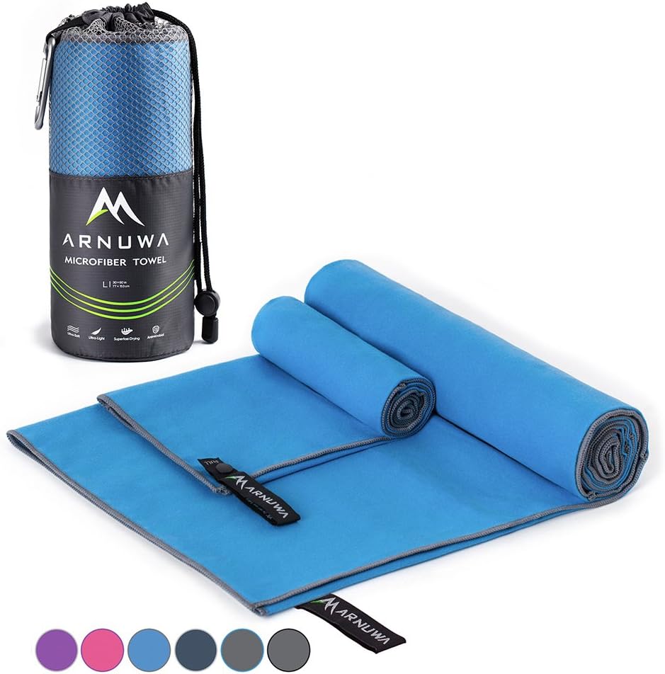 Microfiber Camping Towel Quick Dry Ultra Absorbent Compact, Blue XL