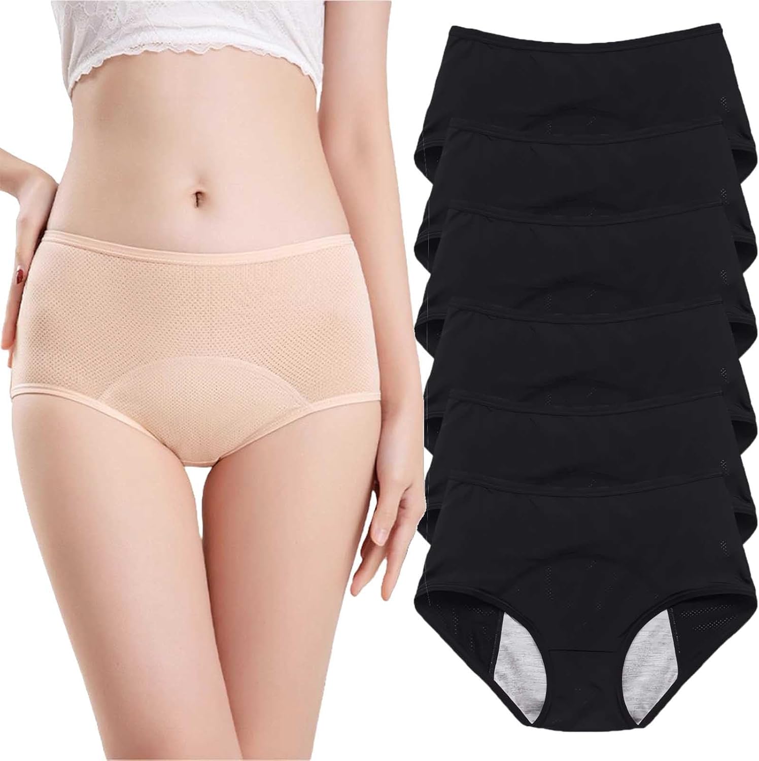 8Pcs Leakproof Ladies Underwear, Leak Proof Panties for Women Over 60, Washable Incontinence Underwear Comfort