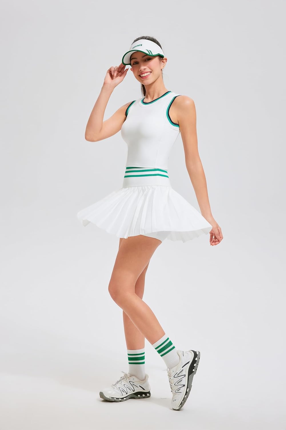 Two Piece Tennis Skirt Set for Women High Waisted Pleated Athletic Golf Skirt Sets Women 2 Piece Outfits with Pockets - Image 3