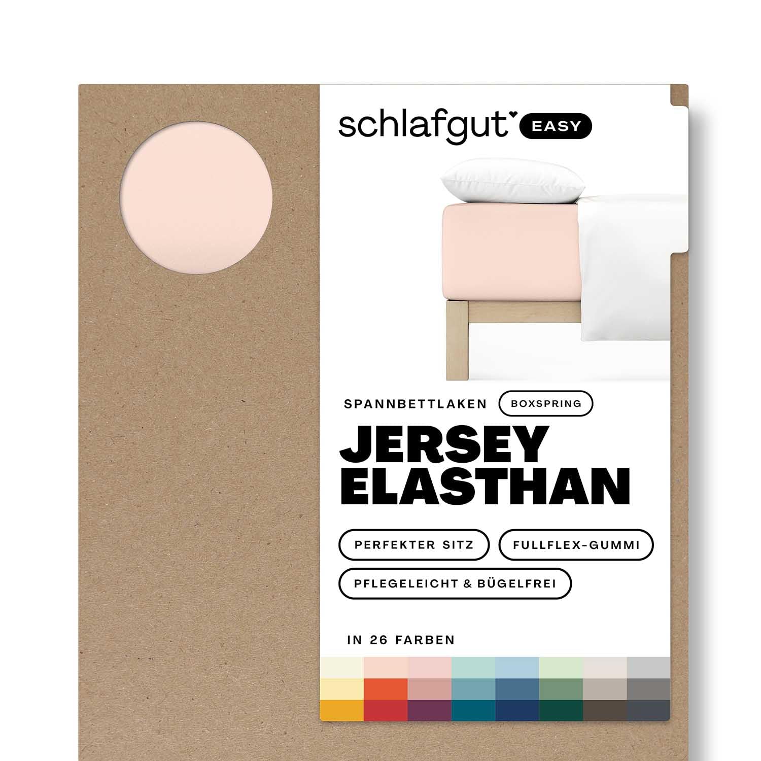 Schlafgut Easy Jersey Elasthan Boxspring Spannbettlaken 120x200 bis 130x220 Red Light, Spannbetttuch aus superweicher Baumwolle mit Elasthan