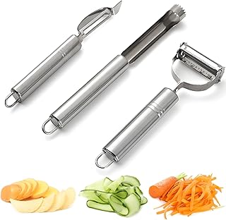 Stainless Steel Dual Blade Vegetable Peeler 3PCS - Commercial Grade Julienne Cutter, Slicer, Shredder, Scraper - Fruit, Po...