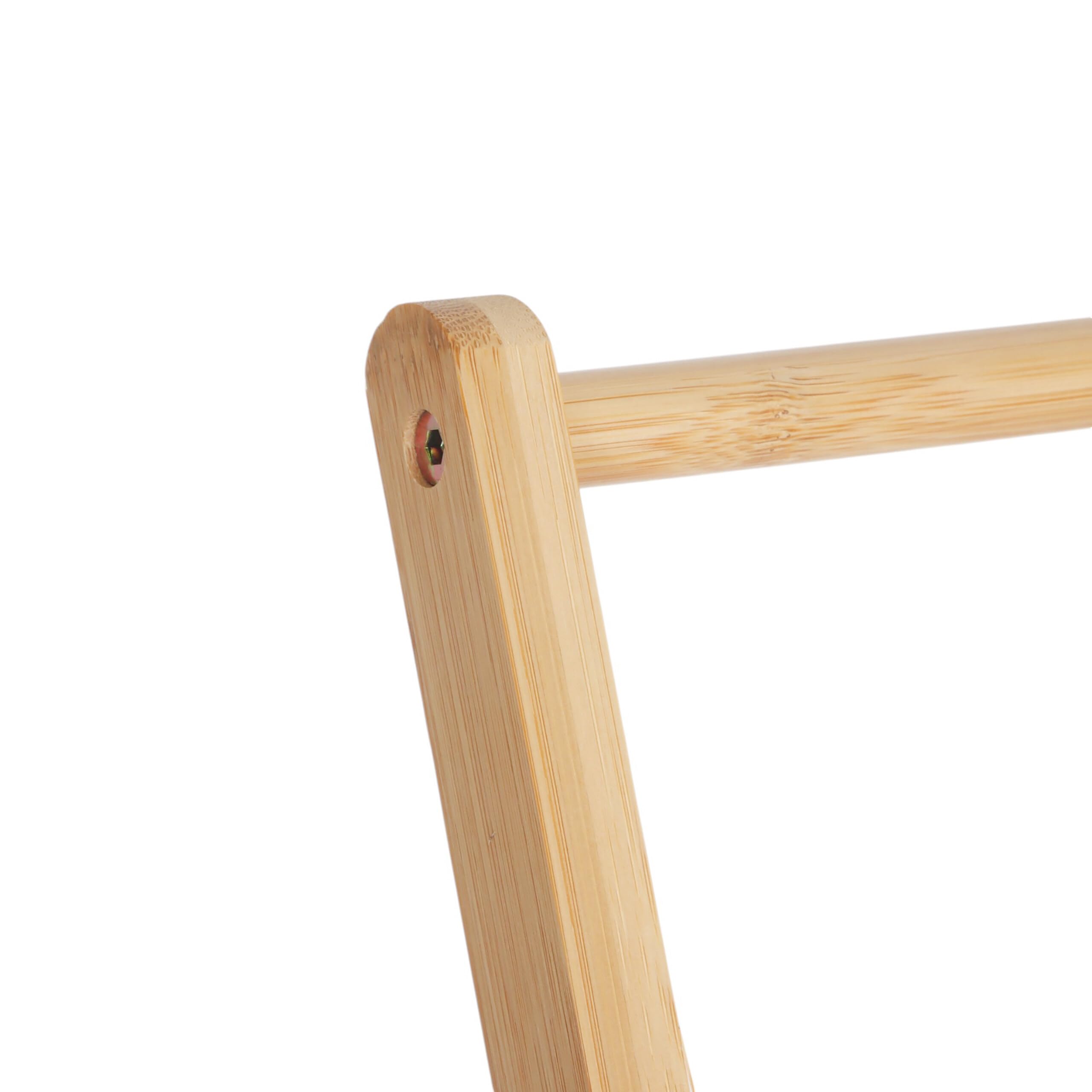 Relaxdays Toallero de bambú, Plegable, con Estante, 3 Barras, 112 x 55 x 44,5 cm, Soporte para Toallas, Color Natural