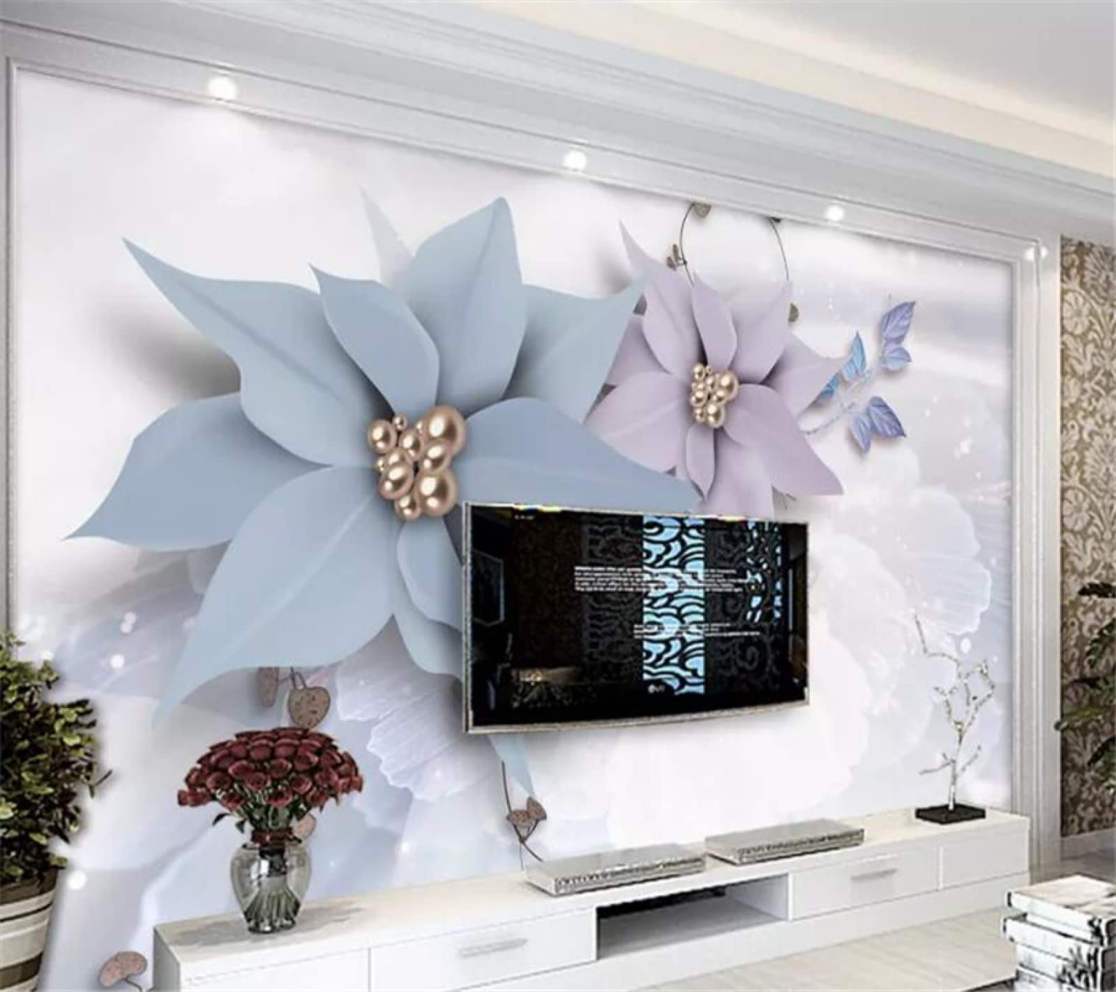 Tapeta ścienna kolorowa i kwiaty szer. 300 x wys. 210 cm 3D mural ścienny tapeta naklejki do salonu sypialni niesamoprzylepne