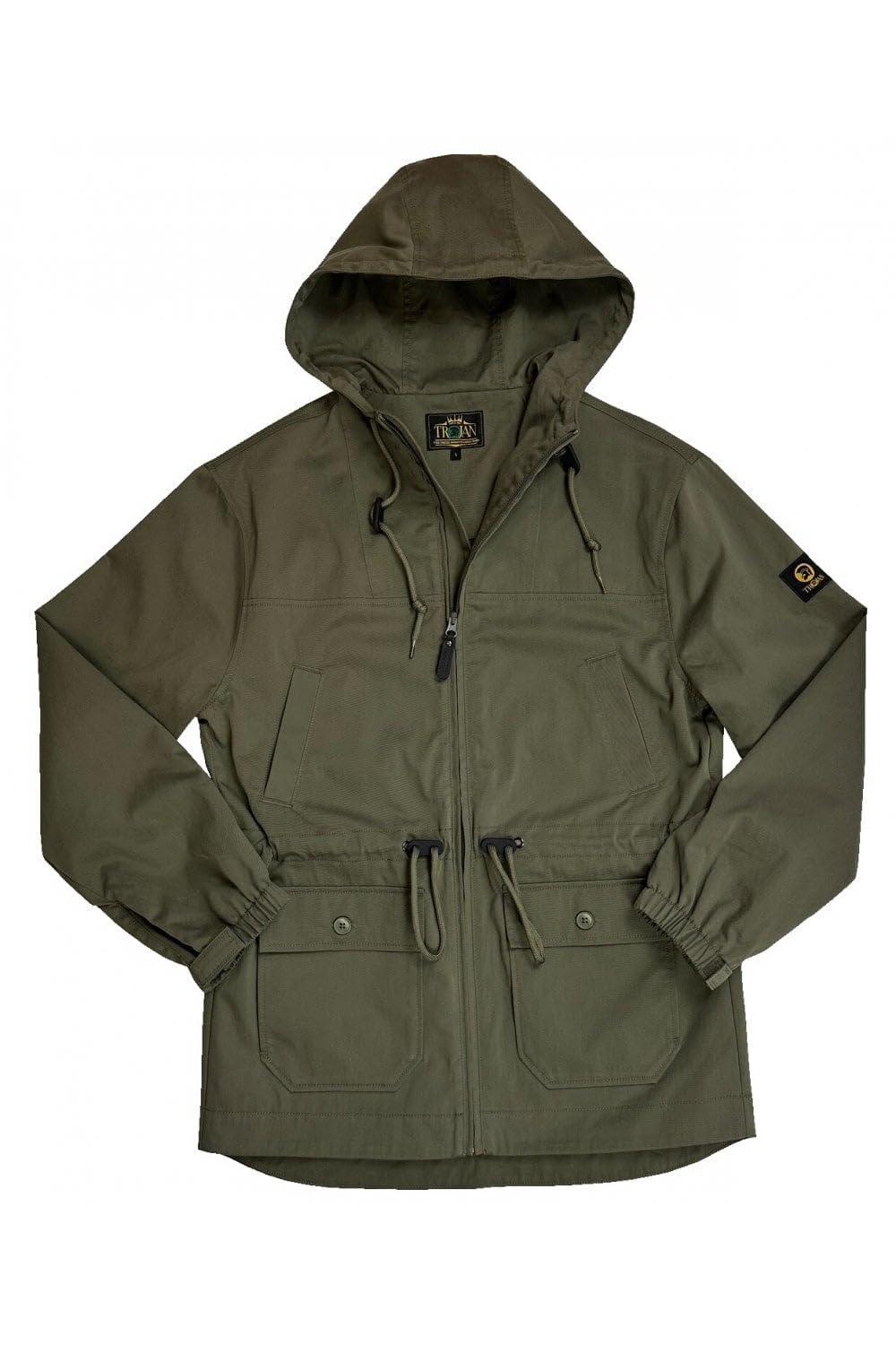 Trojan Men's Peached Twill Shell Badged Hooded Parka Jacket - TC/1053