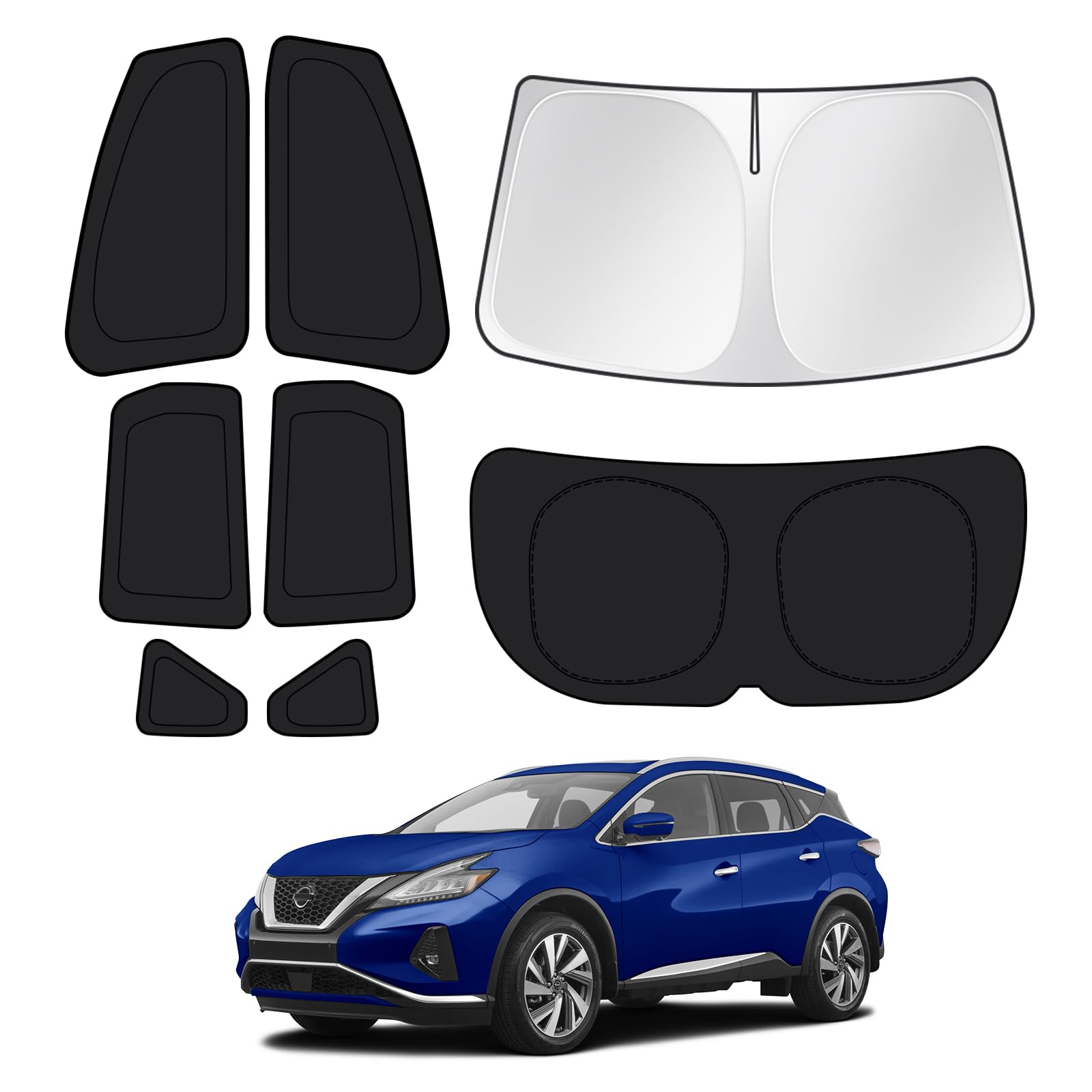 Canvcle Window Shades for 2015-2024 Nissan Murano Accessories Windshield Sun Shade Side Rear Window Covers Sunshade Sun Visor Shield Privacy Protection for Camping Keep Vehicle Cool Black 8PCS