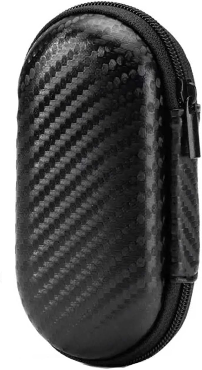 SOLDOUTCarbon Fiber Design Portable Zipper Shock-Proof Headphone Earpohne Bag Storage Box Headset Cover For SD TF Cards Pen Drive Hard Drive Carrier Case (Oval Shaped, 11 CM)