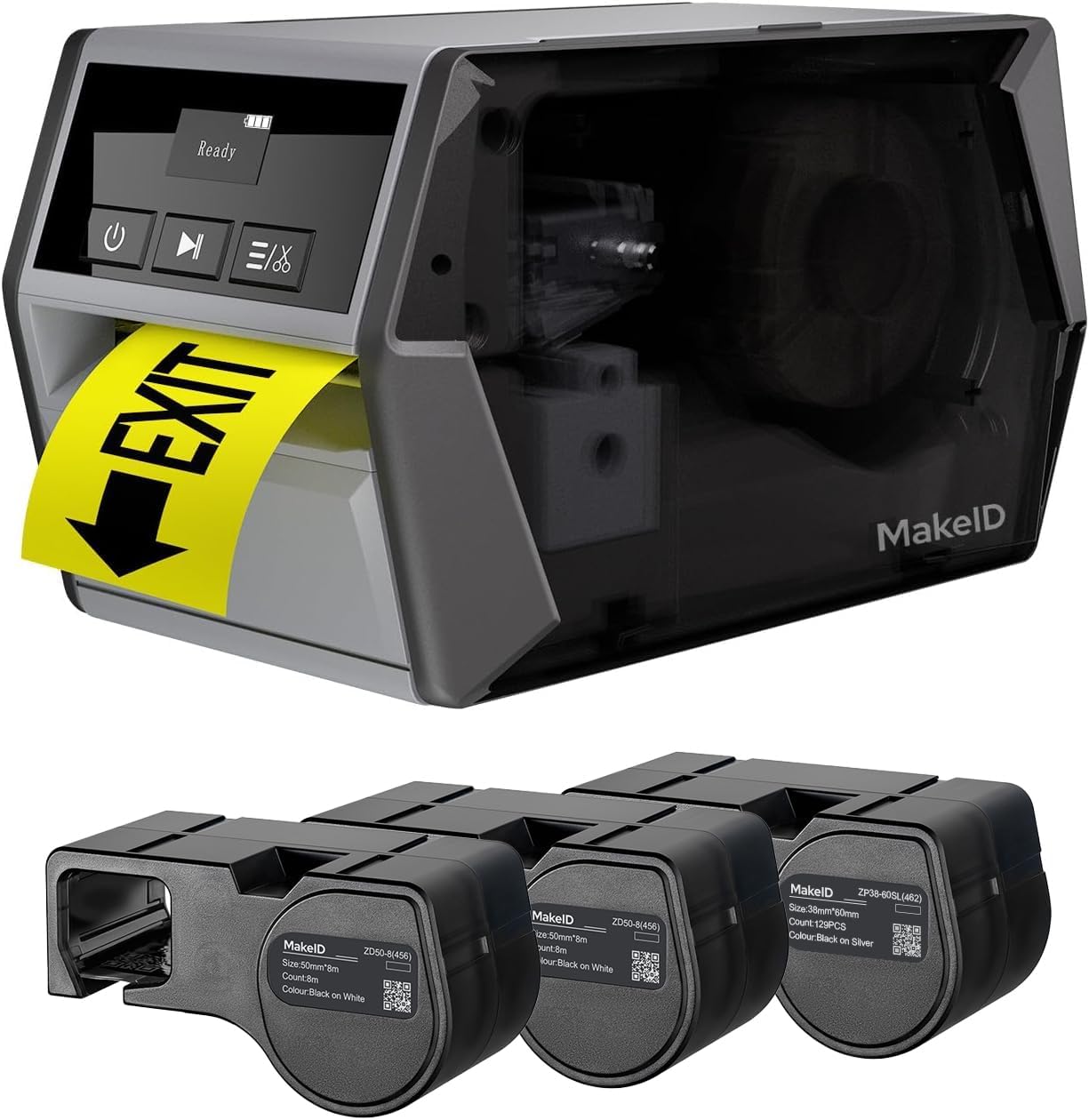 Makeid D50 Industrial Label Printer, Desktop Label Maker 2" Print Head, Mobile APP & PC Editor Compatible, 2600mAh Li-ion Battery, Come with 1.97" W x 26.24ft L Label Heavy-Duty Labeler for Job Sites