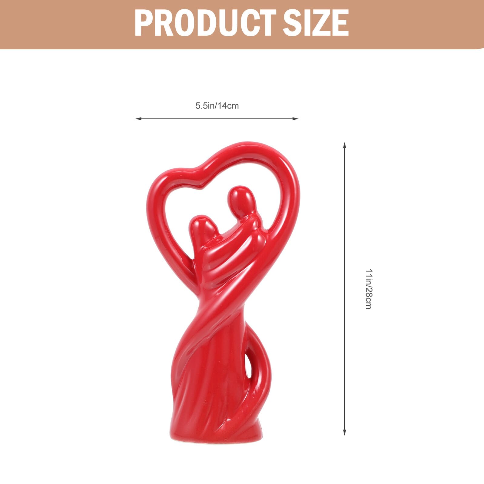 Handgefertigte Paar Figur Skulptur aus Keramik Rotes Liebespaar Dekofigur für Hochzeit Wohnkultur Dekoratives Desktop Ornament als Geschenk für Verliebte