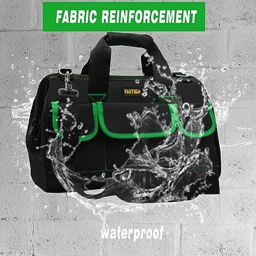 Image of FASTECH 22 Inch Tool Bag With Comfortable Shoulder Straps, Waterproof Wide Mouth Tool Kit, Tool Storage Package For Men /Women (22IN Green)