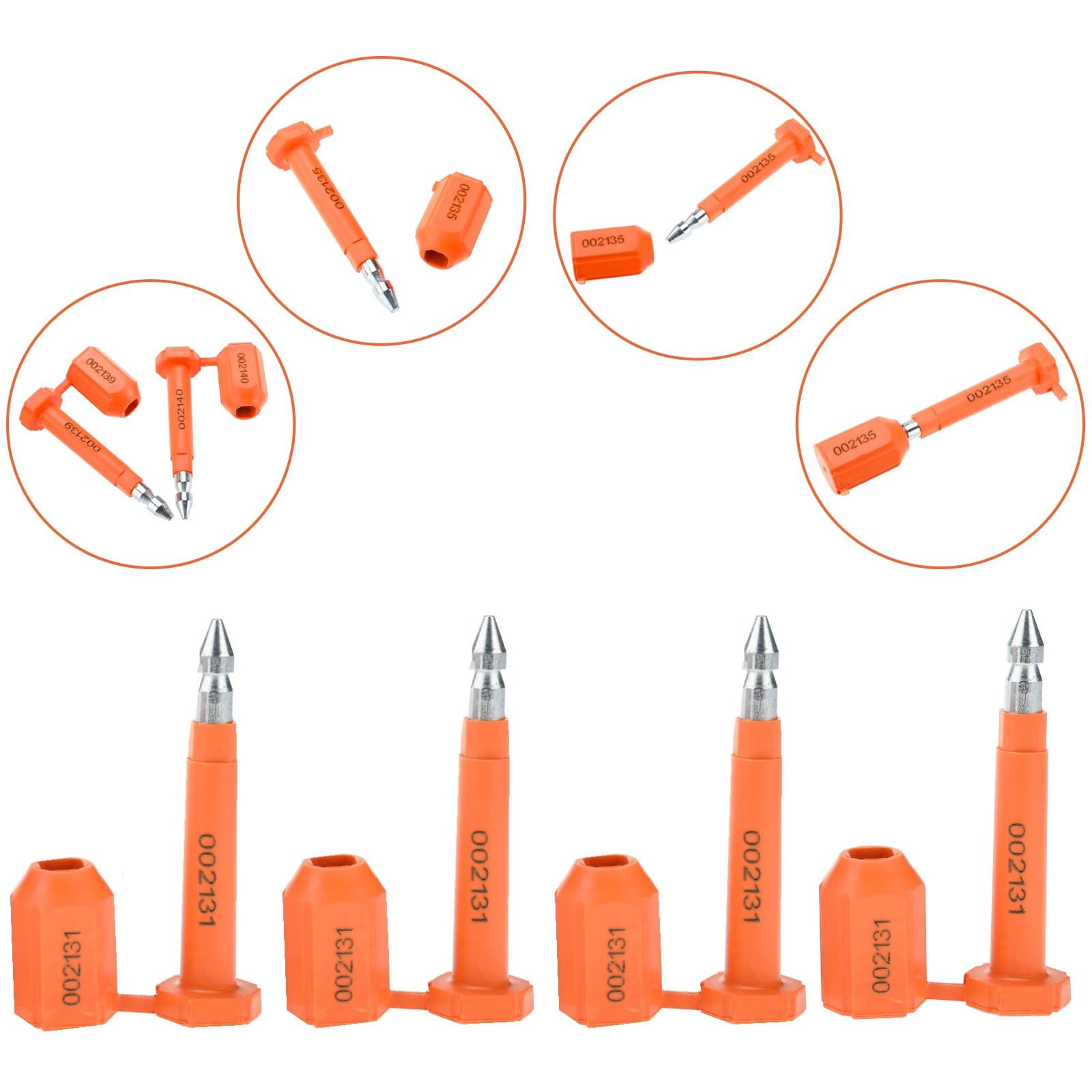 YaeMarine Lot de 50 joints d'expédition avec impression - Numérotation progressive pour conteneurs de chargement et remorques de camion - Orange - Lot de 50 / 100
