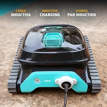 Dolphin Liberty 200 Cordless Robotic Pool Vacuum Cleaner Simple Inductive Charging Wall Climbing Capabilities Ideal for Above and In-Ground Pools up to 33 FT in Length Blue