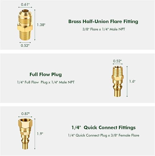 Miniatura 3 de Detoypapa 7 accesorios de conexión rápida de propano, válvula de cierre RV de 14 de pulgada, enchufe de flujo completo y juego de adaptadores