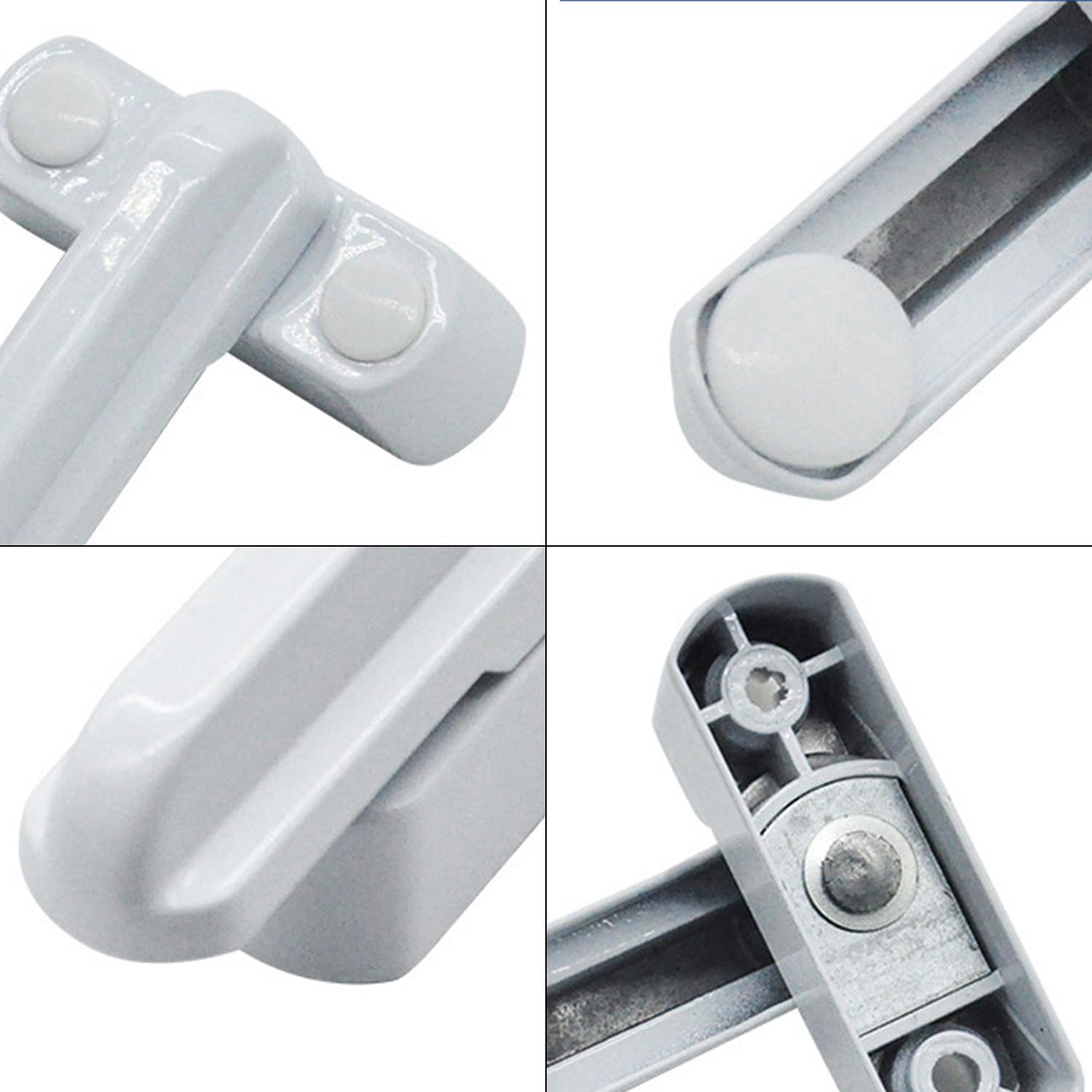 4 Pieces White Handle Lock, Door Blocker, Door and Window Lock Anti-Theft, Window Security Lock, Jammer, Alloy Blocker - Image 3