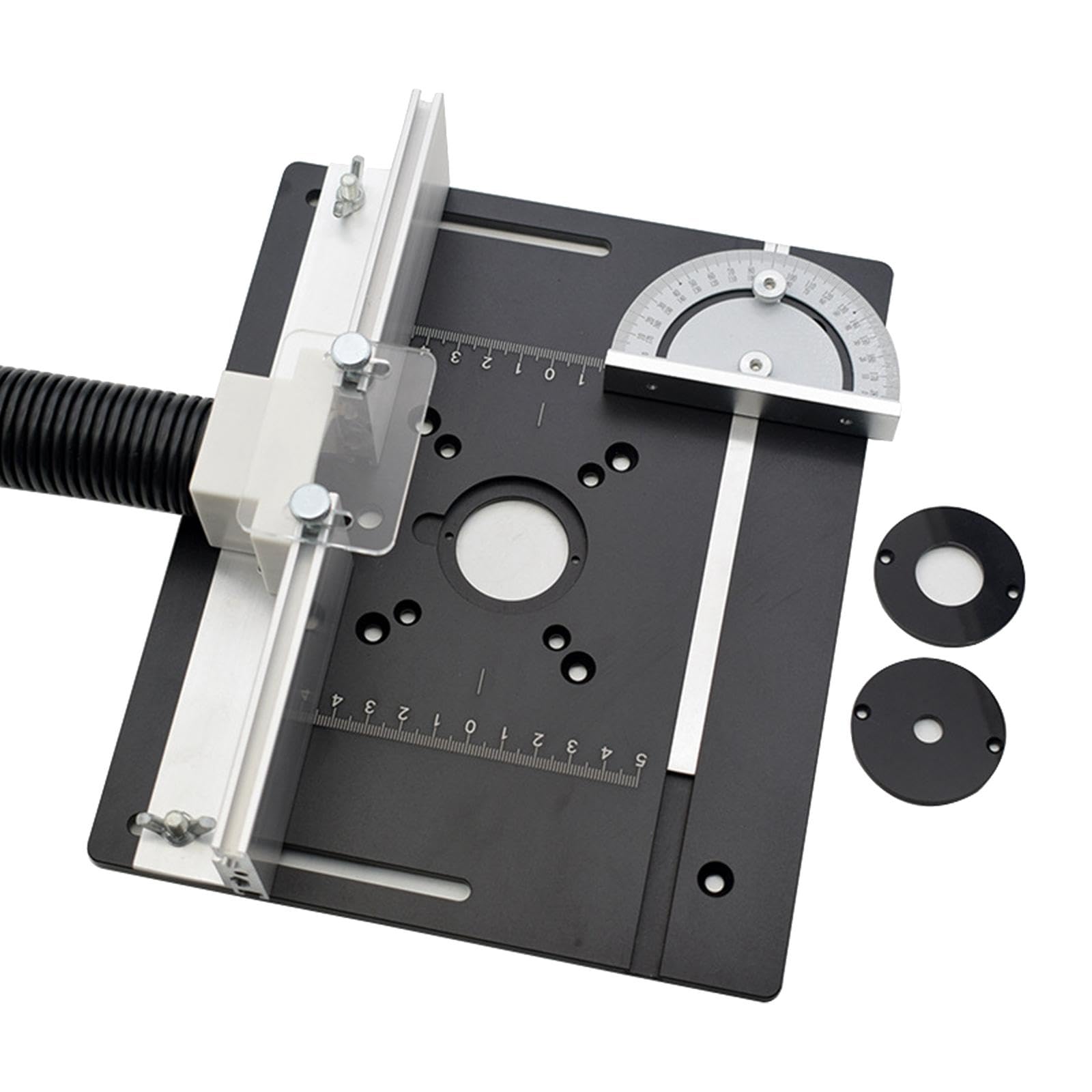 Placa para Router Inserto para Mesa Banco Trabajo Fresadora Aluminio Expansible Instalable Fácil Adecuada para Carpintería Manualidades Taller, a con regla de respaldo