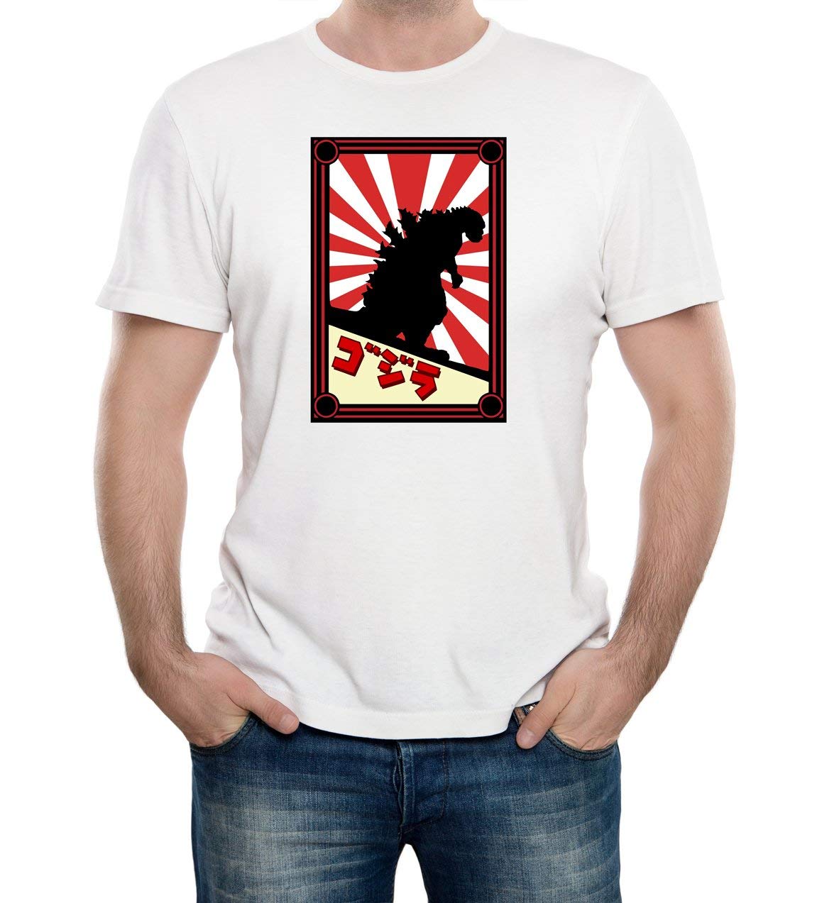 Reality Glitch Men's White Japanese Monster Cool Retro Japan Anime Graphic T-Shirt. (Xxxl, )