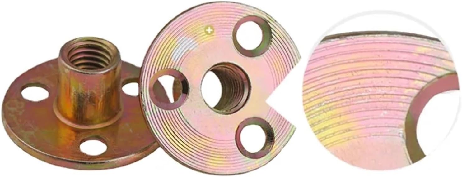 Iron Plate nut,Round t nut,Iron Plate Nut, Furniture Nut, Counter Lock, Three Hole Locking Nut, Disc Nut M8 M10 3Pieces (Size : M6 2PCS)(M8 2PCS)