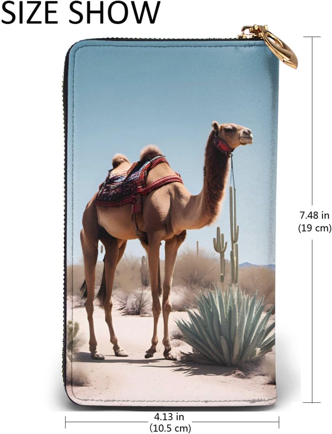 Desert cute camel Women's wallet, clutch wallet, with zipper, large capacity.
