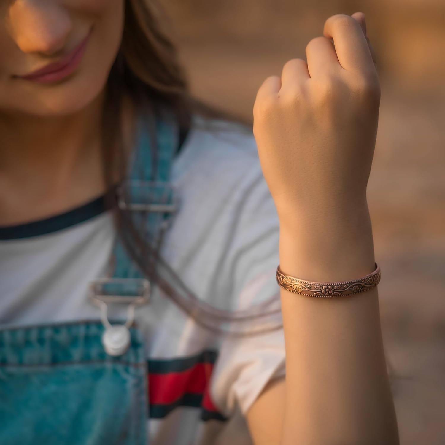 MagnetRX® Pulsera magnética para mujer, cobre puro 99.9% ajustable