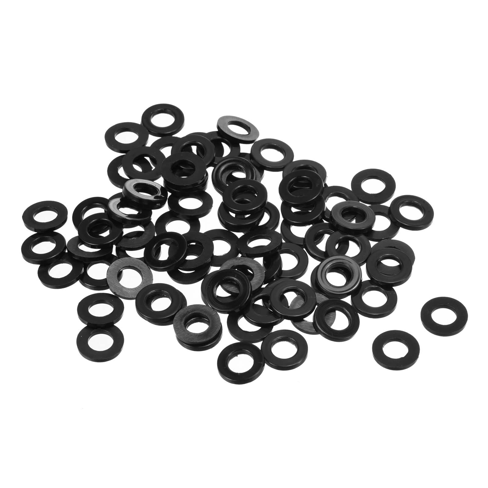 TOP-VIGOR 80Pcs Black Nylon Flat Washers