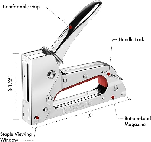 Miniatura 8 de Arrow JT27 Kit de pistola de grapas ligera, grapadora de alambre fino con 2000 grapas JT21 de 3/8 pulgadas, carcasa ligera de acero cromado