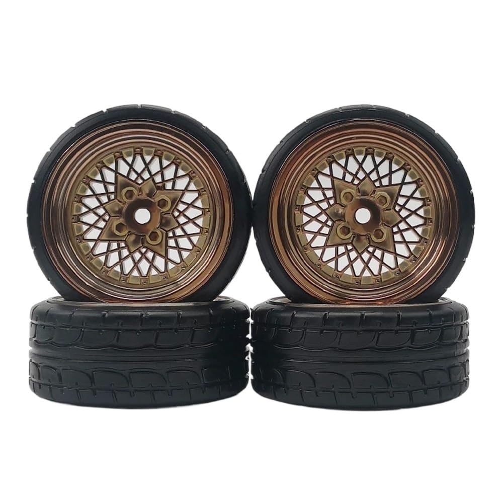 Cerchioni in plastica con offset in scala 1/10 da 4 pezzi 3mm con pneumatici per modelli Drift e Touring di auto RC compatibili con veicoli simili