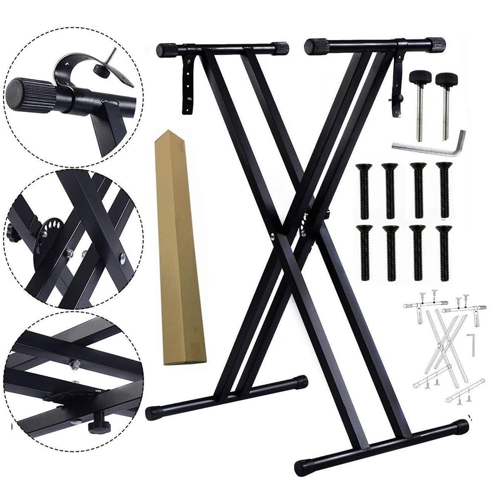 Kadence NK13 Touring Series 3kg Double-X Keyboard Stand | Heavy-Duty Frame & Secure Locking Clutch | Dual-Braced X Design | Ideal for Stage Performance | Matte Black Finish — Amazon image 5